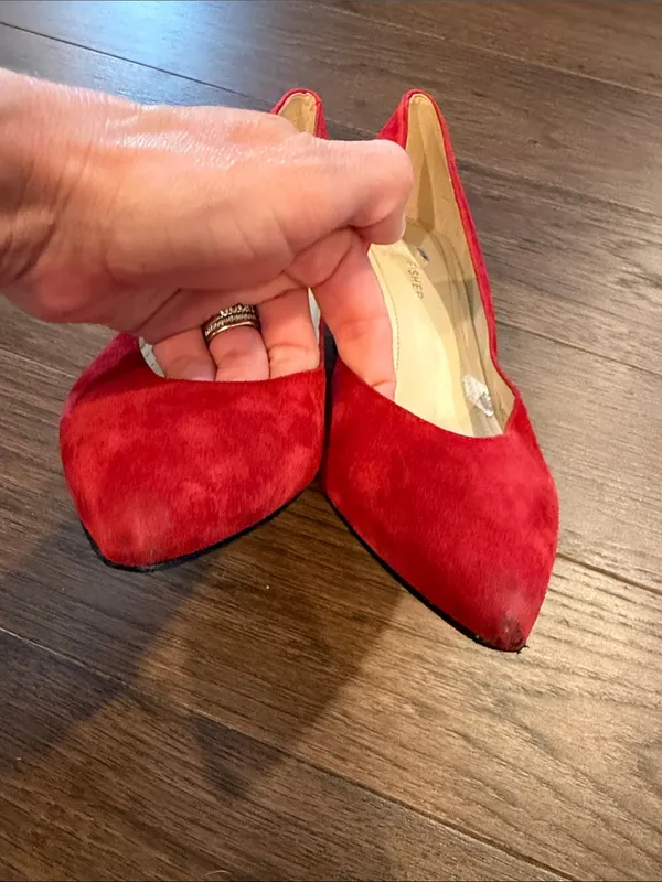Marc Fisher Zala Block Heel Pump Red Suede Dress Heels - Size 7.5 - C61-100 - Image 3