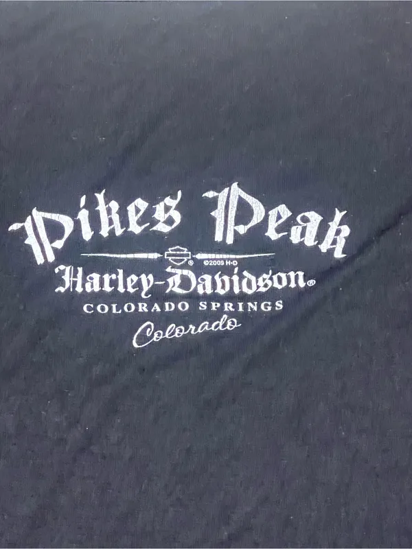 Harley Davidson Galaxy American Flag Studded T-Shirt Pikes Peak CO Women L - Image 5