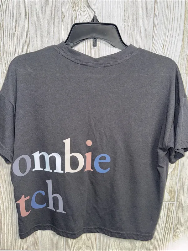 Abercrombie & Fitch Black Crop Tee with Pastel Logo Panel - Image 4