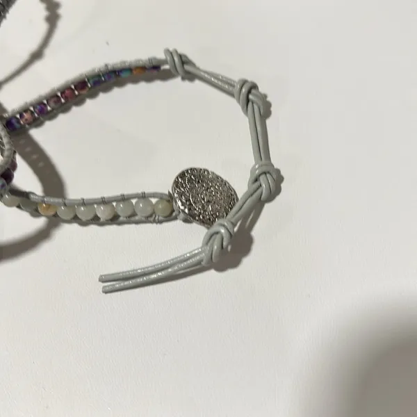 Handmade Bohemian Beaded and Faux Turquoise Healing Wrap Bracelet - Image 2