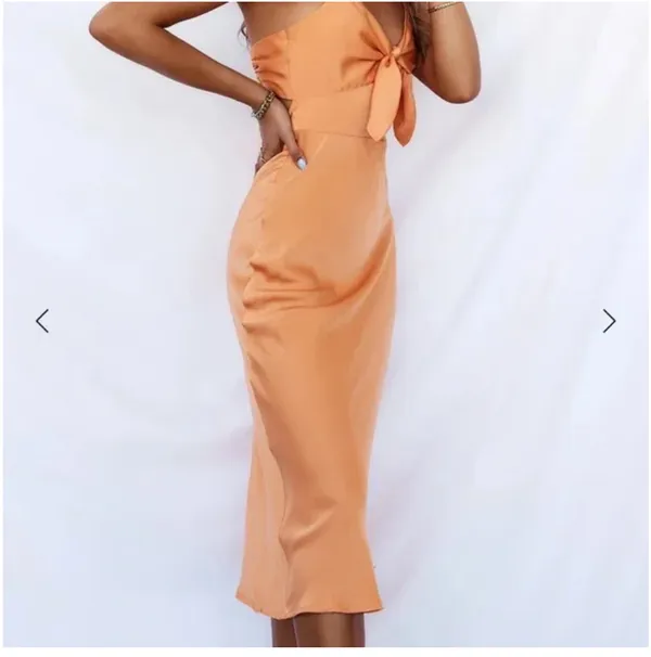 Hello molly orange satin midi party dress with spaghetti straps size M - Image 7