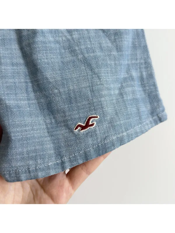 Hollister Blue Chambray Button Front Mini Skirt Pockets Women’s Small - Image 3