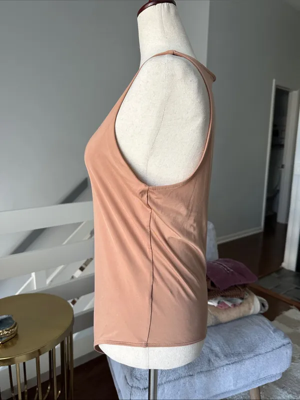 Express Sleeveless bodysuit Top - Peachy Nude - Image 2