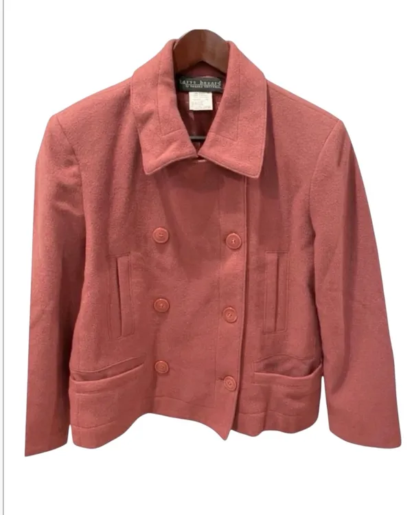 Vintage Harve Benard Dusty Pink Double Breasted Wool Cashmere Pea Coat 10 - Image 2