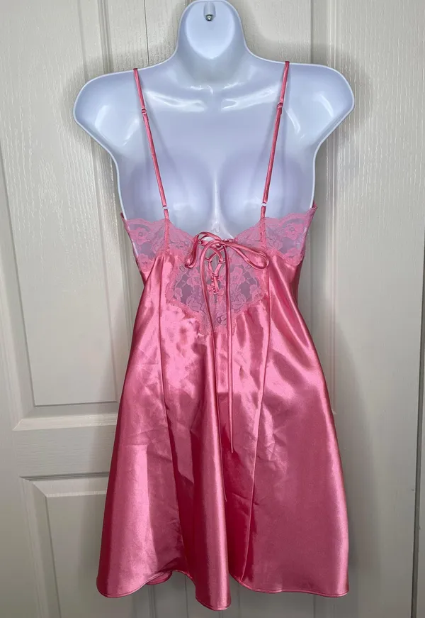 Vintage Frederick’s Of Hollywood Nightie Slip Chemise Rose Pink Lace Detail Sm - Image 5