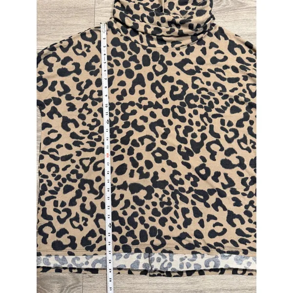 Honeyme Curvy XL Tunic‎ Top Leopard Print Cowl Neck Black Colorblock Sleeve USA - Image 6