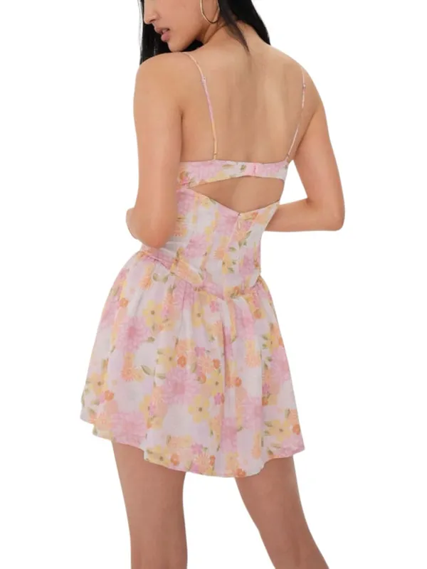 For Love & Lemons Carrie Floral Corset Mini Dress MEDIUM - Image 2