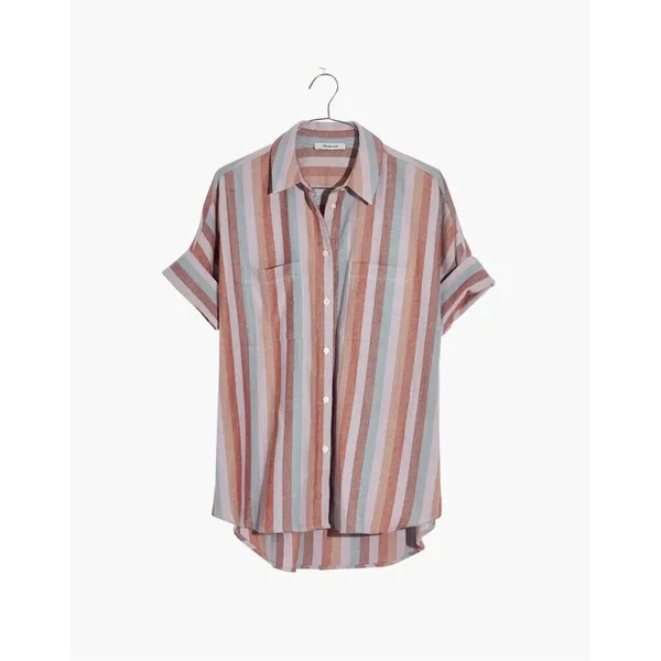 ✨Madewell Flannel Courier Sz XL Shirt in Sunrise Stripe✨ - Image 4