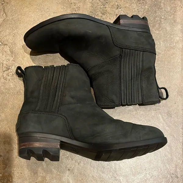 Sorel Lolla Black Leather Chelsea Ankle Boots Womens Size 8.5 NL3078-010 - Image 6