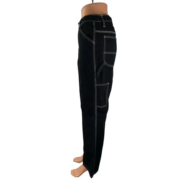 Dickies Carpenter Women's Black High Waisted Straight Leg Cargo Denim Jeans Sz 5 - Image 4