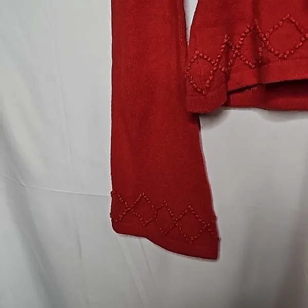 Anthropologie Ago e Filo red cardigan embroidered sweater sz XS - Image 3