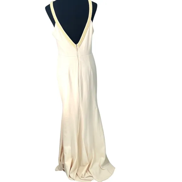 LULU's | XL | Infinite Glory Maxi Dress Beaded Butter Yellow Long Formal V Neck - Image 3