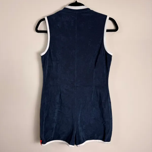 Kule The Serena Romper Navy Blue Terry Cloth Sleeveless Half Zip Size XS - Image 4