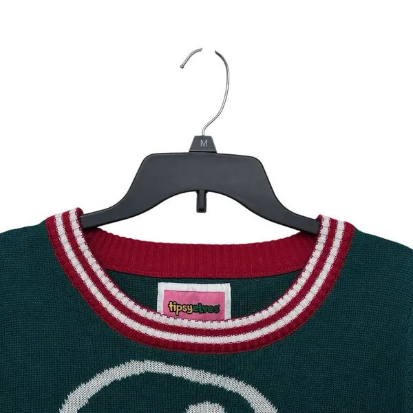 Tipsy Elves Ugly‎ Christmas Sweater Santa Pouring Milk Size Large Green Red - Image 2