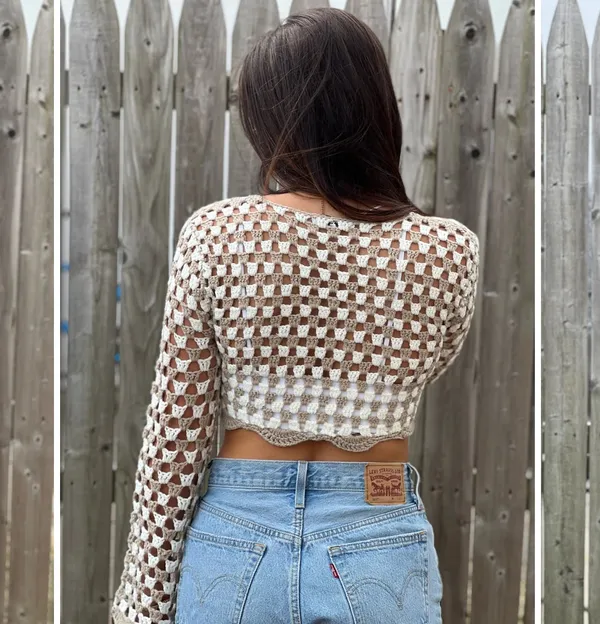 Emory park Crochet Knit Cropped Sweater Cardigan - Image 2
