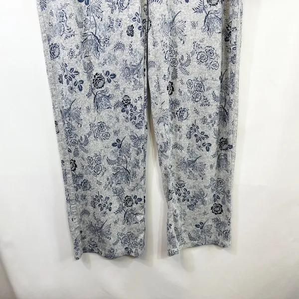 Lucky Brand XL‎ Pajama Set Gray Blue Floral Toile Short Sleeve Loungewear 727 - Image 8