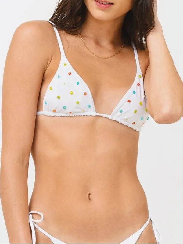 L*Space Beaded Daisies Brittany Triangle Top White Size Small New - Image 2