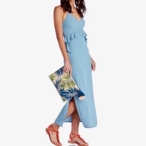 Elliatt rapture ruffle dress blue size small‎ criss cross back midi - Image 4