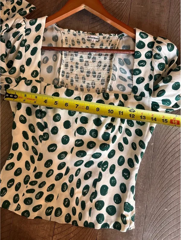 Reformation Calla Print Top Blouse In Tapioca Polka Dot Women’s size 2 - Image 10