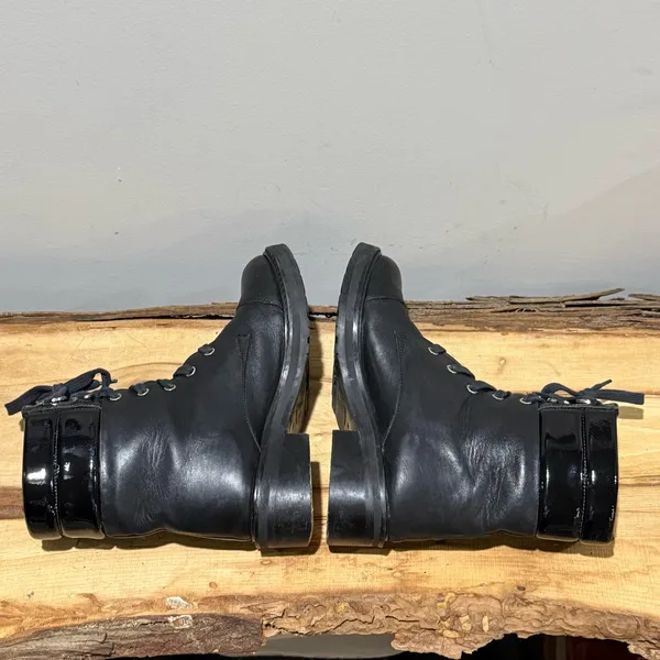 Fabianelli Black Leather Combat‎ Moto Boots Size 36/US5.5-6 A52 - Image 8