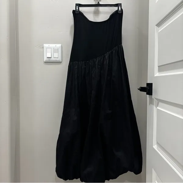 Petal & Pup Annalyse Strapless Bubble Hem Midi Dress Asymmetrical Bodice Size M - Image 4