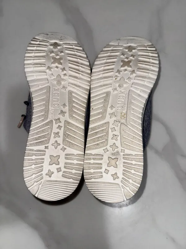 Hey Dude Kids Slip-On Moccasins in Heather Navy with Peach Lining - Image 7