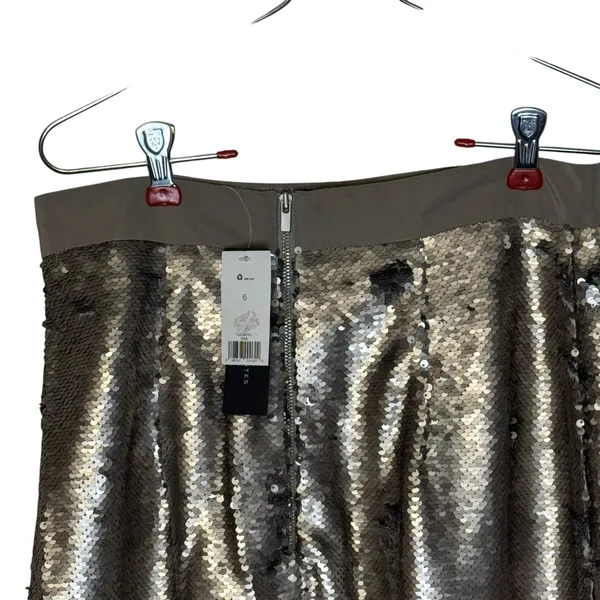 Banana Republic‎ Women Mini Skirt Metallic Sequin Pencil Disco Party Glam 6 NWT - Image 5