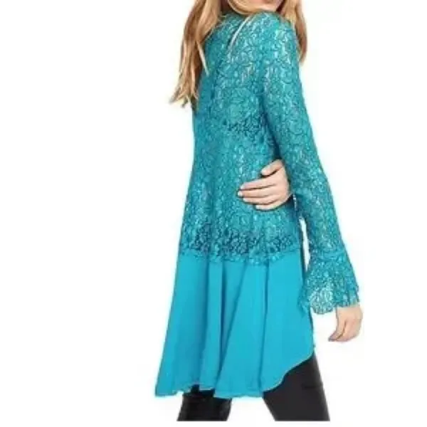 NWT Free People Tell Tale Ocean Blue Lace Tunic Top Dress XS - Image 3