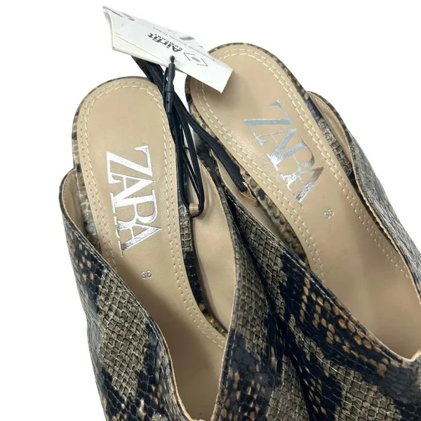 Zara Snakeskin Animal Print‎ High Heeled Mules Size 36 / US 5.5 - Image 7