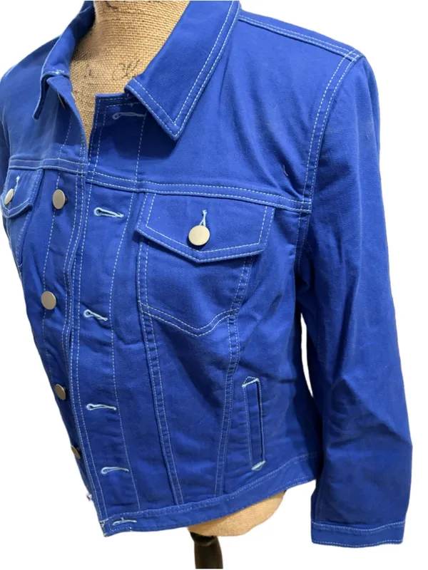 Talbots Classic Jean Jacket Size M Royal Blue - Image 3