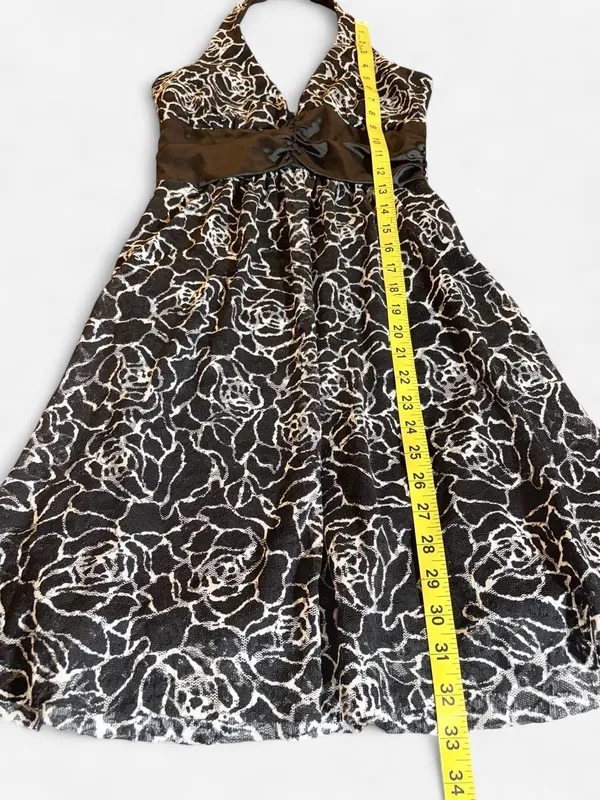 Taboo Y2K Floral Lace Halter Dress Small - Image 7