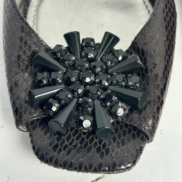 Anne Klein iFlex AK Junior Brown Snakeskin Slingback Kitten Heels Peep Toe 8.5 M - Image 8