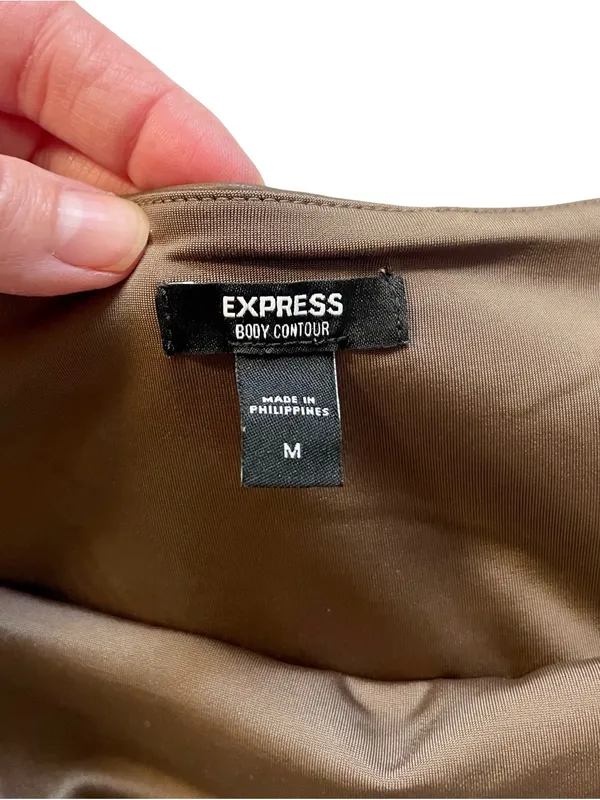 Express Brown Faux Leather Body Contour Crop Tank Medium - Image 4