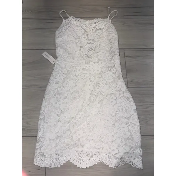 For Love & Lemons White Lace Mini Dress Spaghetti Strap Deep V Back XS NWT - Image 3