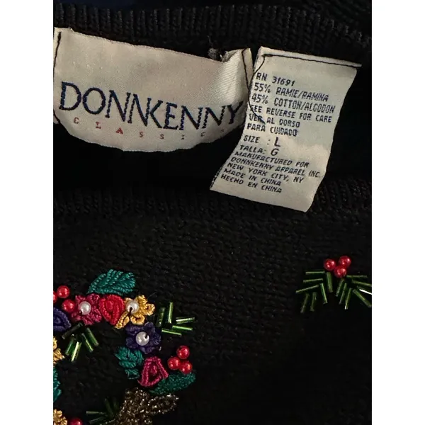 Women’s Christmas Sweater Vest Wreathes Bead Detail Vintage Holiday Xmas~Large - Image 3