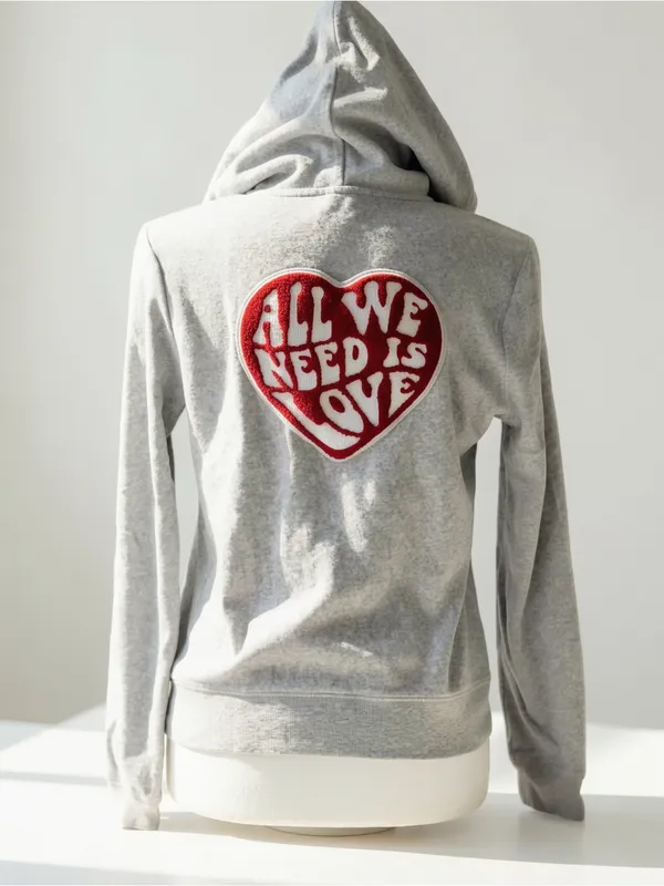 Y2K 2000s style Juicy Couture gray zip up jacket with red hand graphic - Image 4