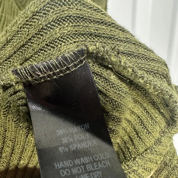 Lulus One Shoulder Tank Top Womens Small Olive Green Ribbed Knit Raw Edge‎ Trim - Image 5
