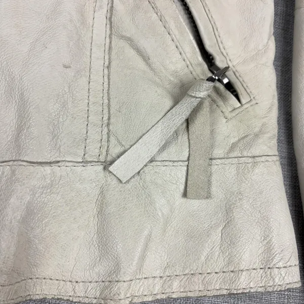 BB Dakota Jacket Womens Medium Cream Leather Moto Biker Bella Swam Twilight - Image 2