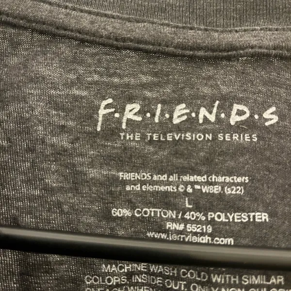 Friends Women’s Adult Graphic Print Short Sleeve T-Shirt Size L Gray - Image 6