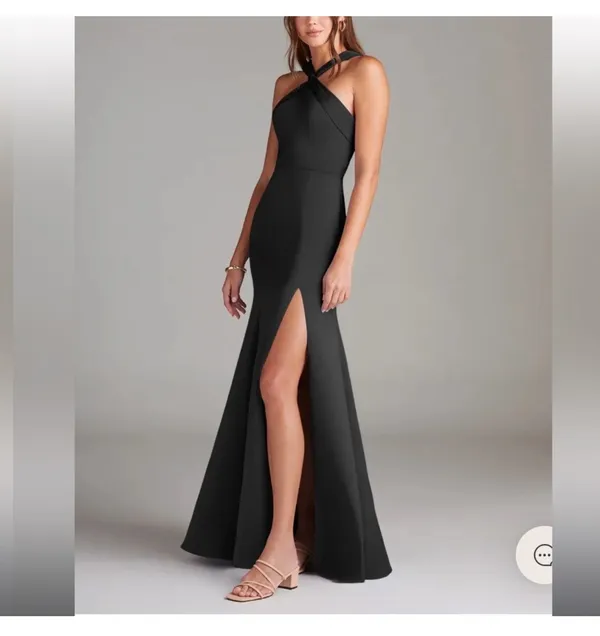 Azazie Rue Black Strapless Dress - Image 5