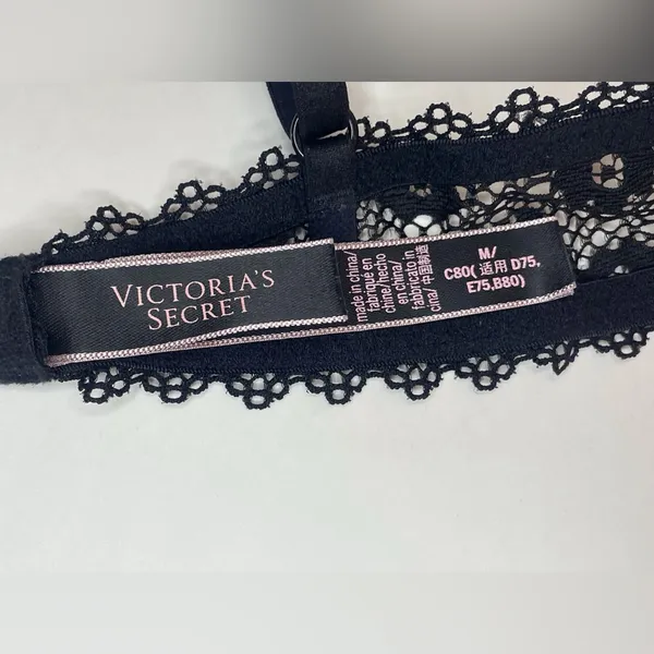 Victoria's Secret Black Lace Underwire‎ Bra Size M - Image 6