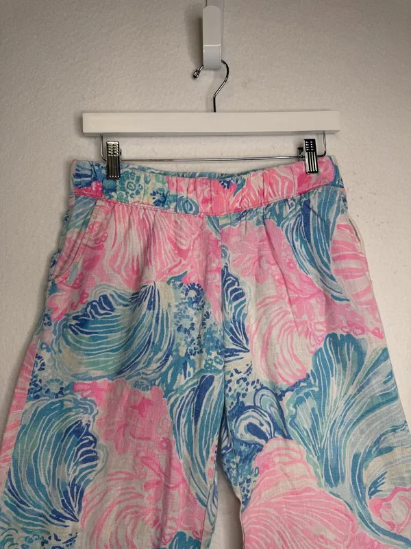 Lilly Pulitzer 100% Linen Floral Print Wide Leg Pants - Image 3