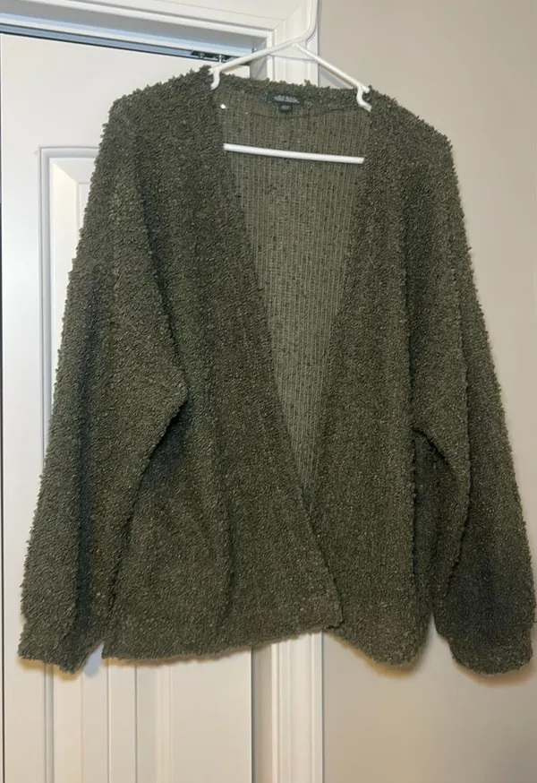 Green Soft and Fuzzy Cardigan Wild Fable - Image 2
