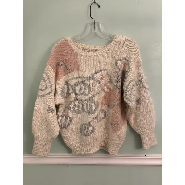 Lauren Hansen Handknit Vintage‎ 80s Sweater Size M Wool Blend Pastel Fairy Kei - Image 2