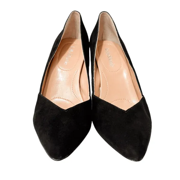 Kelly & Katie Black Suede Pointed-Toe Mid Heel Pumps - Image 5