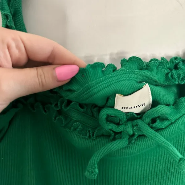 Maeve Anthropologie Ruffled Cami Top Green Size Large - Image 4