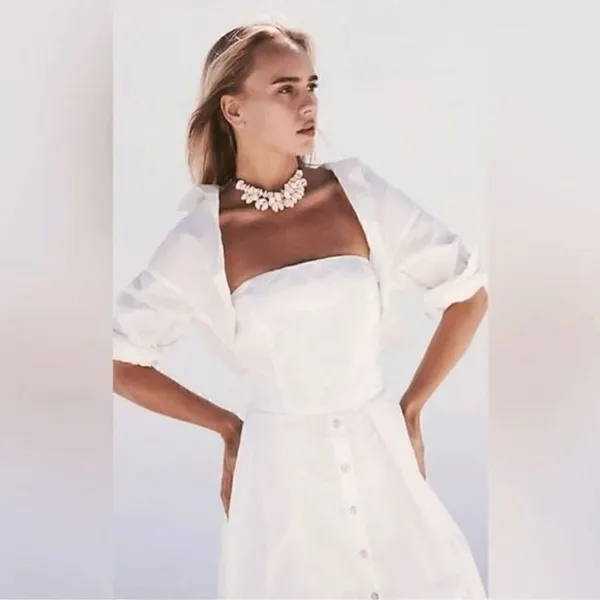 Free People Isley Long Sleeve 2-in-1 Button Down Cotton White Midi Dress XS NWOT - Image 9