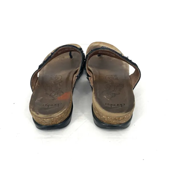 Dansko Pamela Sandals Womens 40 US 9.5 10 Black Leather Beaded Comfort Thong - Image 2