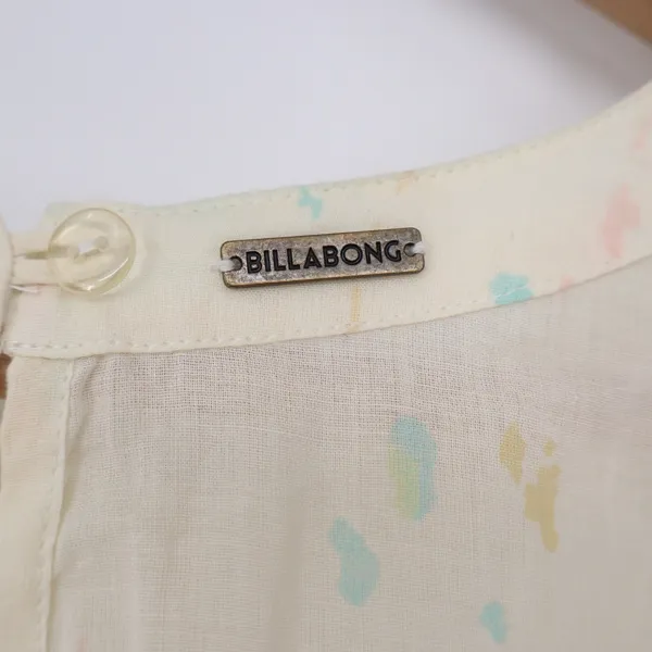 Billabong Crop Top Womens S J511BWIL Cream Watercolor Embroidered Cuffs Exc - Image 4