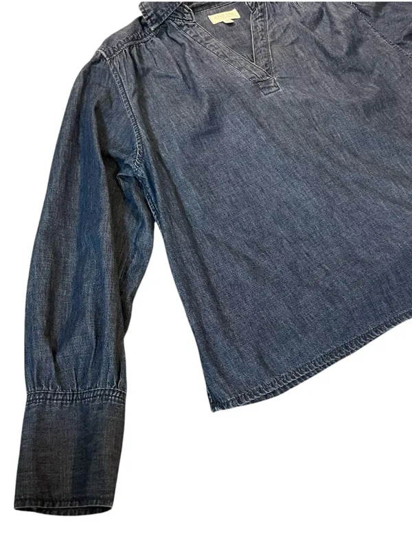 Angels Dark Denim V-Neck Long Sleeve Blouse - Image 3